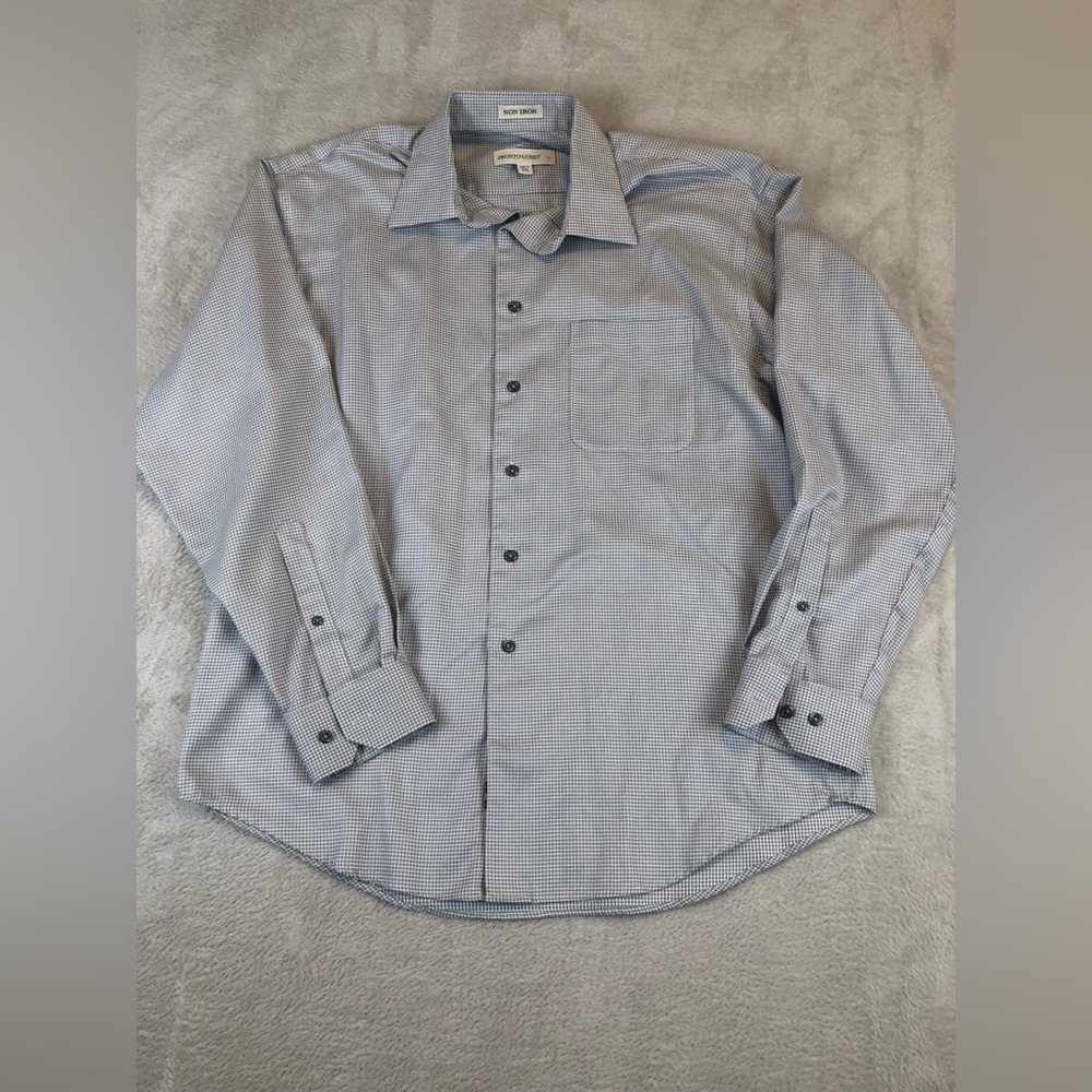 Pronto Uomo  Striped Men’s Dress Shirt Size L (16) 34/35 Gray